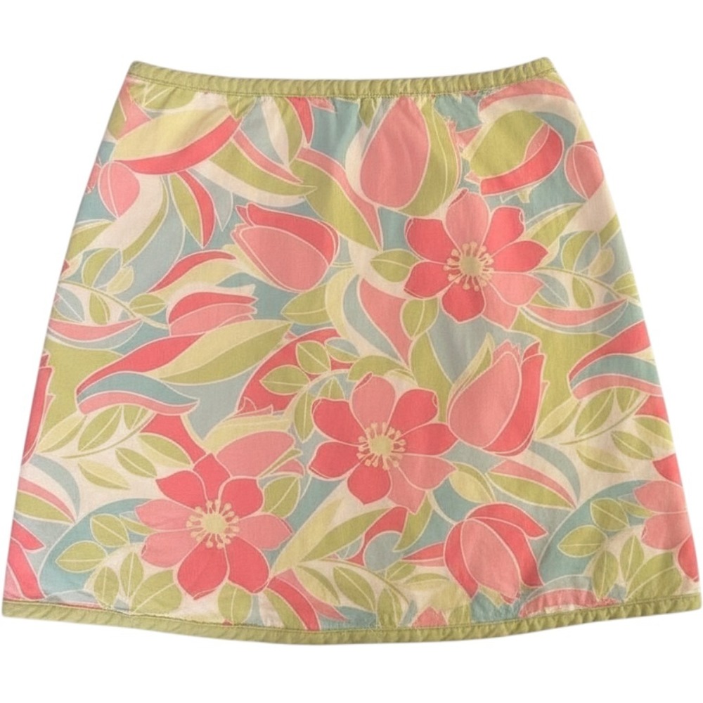 Gymboree Reversible Wrap Skirt Girls 6 Pink Green Floral Flamingo 2007 Cotton - Picture 6 of 7
